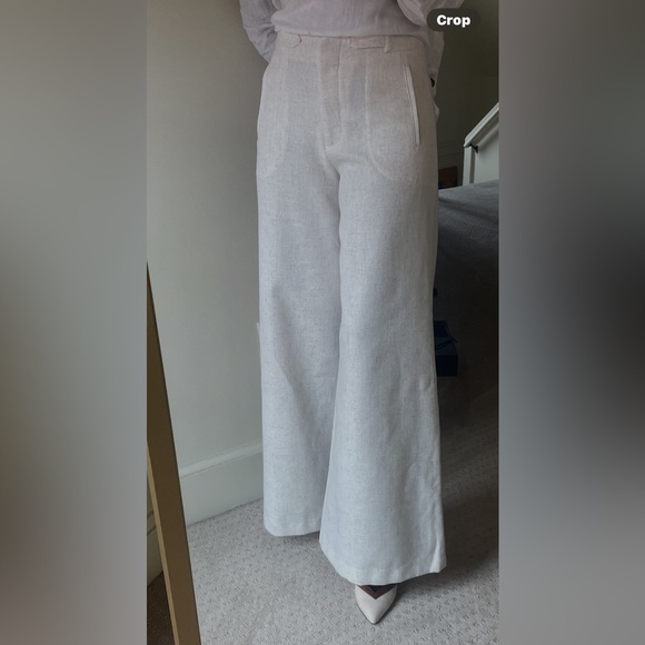 Torn by Ronny Kobo Women's Bernard Wide Leg High Waist Pant Ivory/Brown Small - Picture 3 of 16